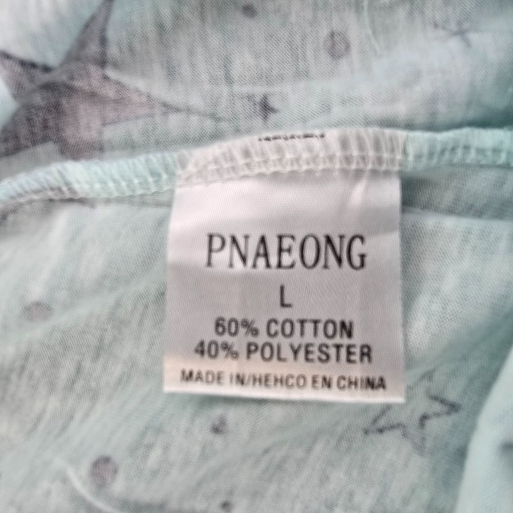 Pnaeong Pajama Set Womens Large Blue Celestial Print Cotton Loose Fit Sleepwear - Picture 6 of 8